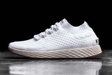 White Nobull Ivory Knit Runner Men's Running Shoes | CA D1103F